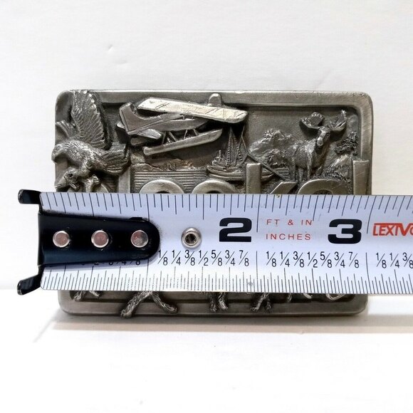 Vintage 1984 Alaska Embossed Pewter Metal Belt Buckle - Picture 2 of 5